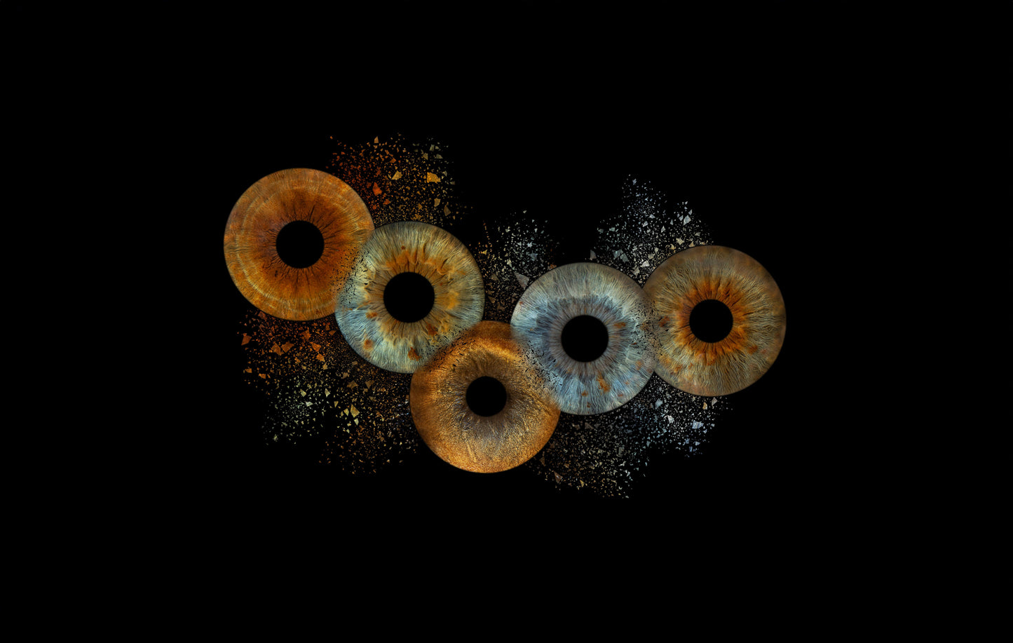 5-persoons Irisfoto collision – handmatig bewerkt door IrisArtwork